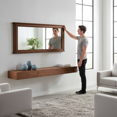 Miroir mural CADRE EN BOIS Miroir Cadre RECTANGULAIRE Miroir DESIGNER Prato PR-L1