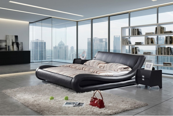 Lit double XXL en cuir Lit Chambres Lits Cuir Rembourrage Mariage Designer neuf