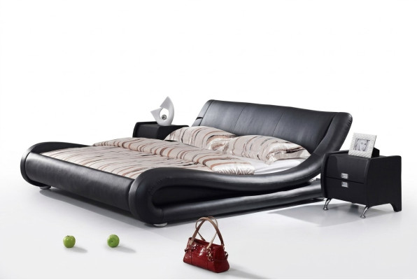 Lit double XXL en cuir Lit Chambres Lits Cuir Rembourrage Mariage Designer neuf