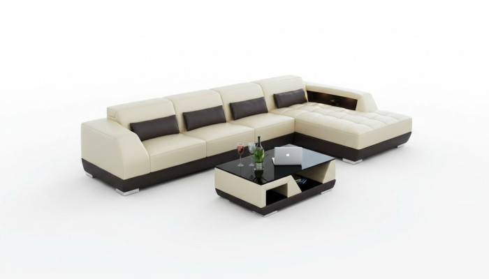 Canapé en cuir Canapé Paysage de vie Canapé d'angle Suite d'angle Design Canapé moderne G8024C