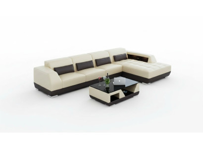 Canapé en cuir Canapé Paysage de vie Canapé d'angle Suite d'angle Design Canapé moderne G8024C