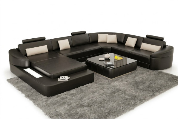 Paysage de vie Canapé Rembourrage Suite d'angle Canapé en cuir design Grand canapé Calice