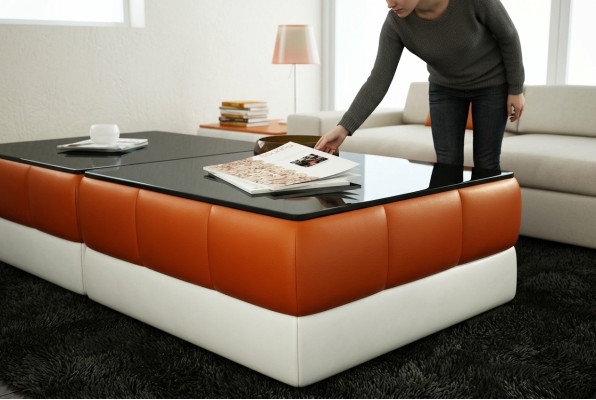 Table basse design Rembourrage Table en cuir Verres Tables en verre #SBA1A