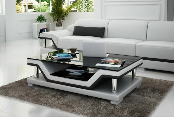 Table basse designer Rembourrage Table Meuble cuir Verre Tables modernes #SB3009