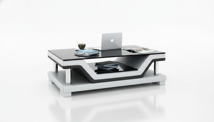 Table basse designer Rembourrage Table Meuble cuir Verre Tables modernes #SB3009