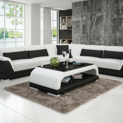 Table basse design Rembourrage Table Cuir Verre Tables modernes 6108