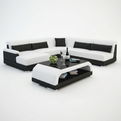 Table basse design Rembourrage Table Cuir Verre Tables modernes 6108
