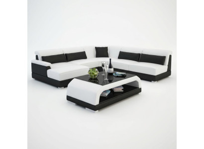 Table basse design Rembourrage Table Cuir Verre Tables modernes 6108