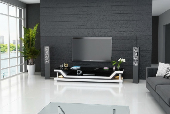 Meuble TV Buffet TV Cuir Table en Verre Armoire Télévision Table Designer 3009