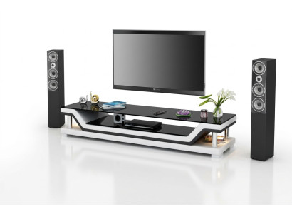 Meuble TV Buffet TV Cuir Table en Verre Armoire Télévision Table Designer 3009