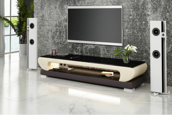 Meuble TV Buffet TV en Cuir Table en Verre Armoire de Télévision Table Designer 403