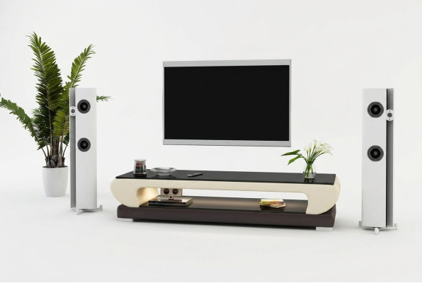 Meuble TV Buffet TV en Cuir Table en Verre Armoire de Télévision Table Designer 403