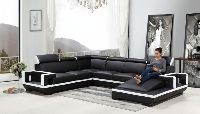 Paysage de vie Canapé Rembourrage Coin Suite Canapé Designer en Cuir Grand Canapé nouveau 5102