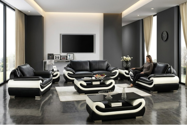 Set de canapé Canapé Rembourrage Ensemble de canapé 3+2+1 Canapés en cuir Canapés Suite Siège T777
