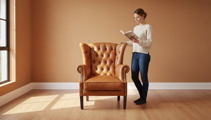 Chesterfield fauteuil à oreilles fauteuil rembourré télé bureau canapé 100% cuir véritable