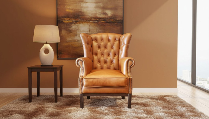 Chesterfield fauteuil à oreilles fauteuil rembourré télé bureau canapé 100% cuir véritable