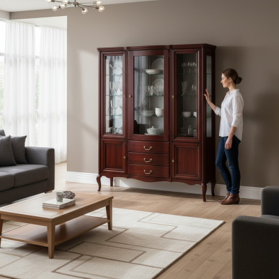 Grand armoire en bois massif Rustique Classique Armoire vitrine PR-W3