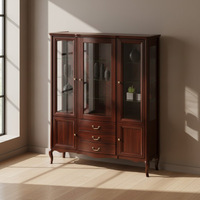 Grand armoire en bois massif Rustique Classique Armoire vitrine PR-W3
