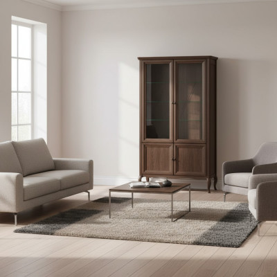 Armoire Classique Vitrine Armoire en bois massif Bois véritable - Modèle PR-W2