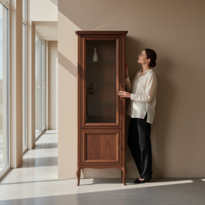 Armoire en bois massif en bois véritable Modèle de vitrine classique PR-W 1-2
