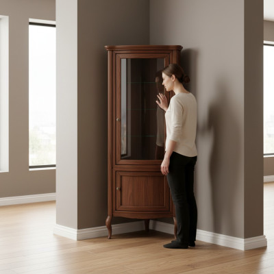 Armoire d'angle Armoire en bois massif Armoire en bois Classique Vitrine vitrine - PR-W-N