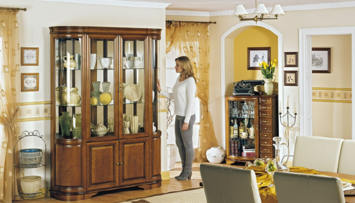 Vitrine classique, commode, vitrines, coffre de 2 tiroirs, 2 vitrines, terrain Landhof Royal Zefir 2