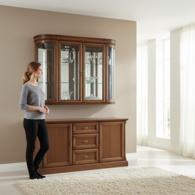 Vitrine en bois véritable, vitrine suspendue, vitrine murale, designer classique R, miroir - Z-W3