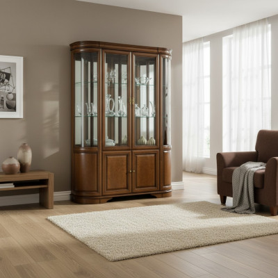 Meuble en bois massif Artisanat rustique Armoire classique Vitrine Vitrines-Z-W2