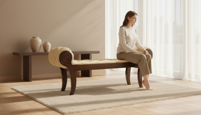 Tabouret classique R RETRO RUSTIC, repose-pieds OTTOMAN Banc Tabouret - Modèle N