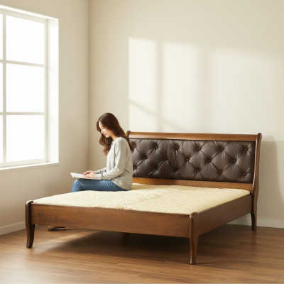 Lit classique Lit à deux places Lit double Lit en bois Lit de campagne Modèle N-Bed T