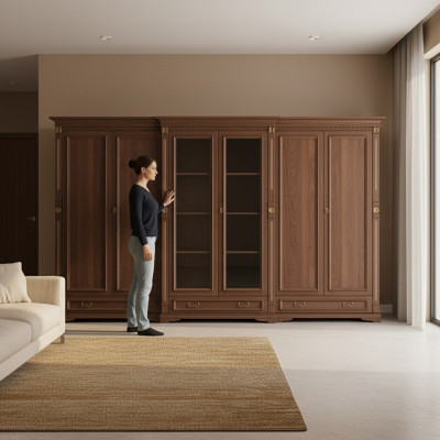 Armoires classiques Armoire murale Armoire en bois massif de style colonial O6D.