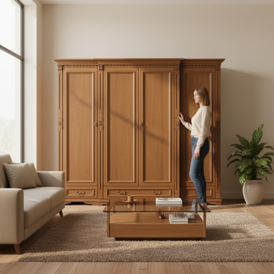 Armoire de cuisine classique Unité murale de garde-robe Armoire en bois massif de style colonial O4D.