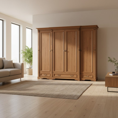 Armoire de cuisine classique Unité murale de garde-robe Armoire en bois massif de style colonial O4D.