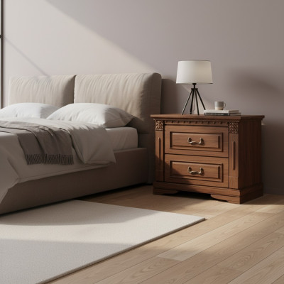 2x Ensemble de tables de chevet classiques Table de chevet NachConsoles Table en bois massif OSZN