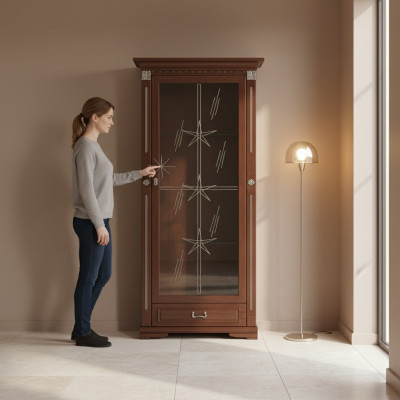 Vitrine classique Armoire de présentation Vitrine en verre Armoire coloniale OW1A