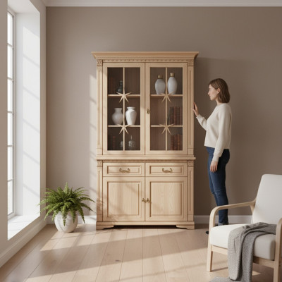 Vitrine vitrine classique en verre armoire de garde-robe coloniale neuve OK2