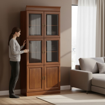 Armoire de rangement classique Armoire vitrine vitrée murale Modèle BA-1