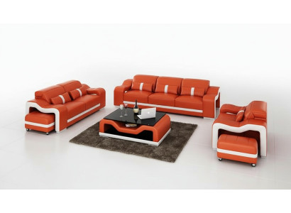 Canapé en cuir Canapé Canapé Espace de vie 3+2+1 places Suite Ensemble de canapés Sofa