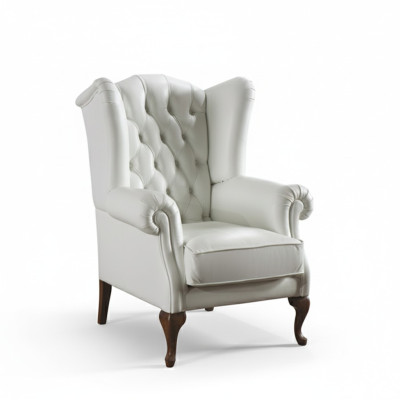 Chesterfield Fauteuil à Ailes Fauteuil de Bureau Revêtement TV Canapé de Bureau Véritable CL- F2