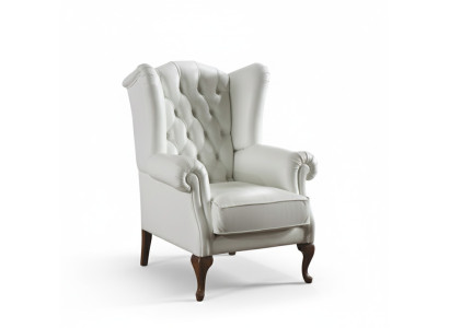 Chesterfield Fauteuil à Ailes Fauteuil de Bureau Revêtement TV Canapé de Bureau Véritable CL- F2