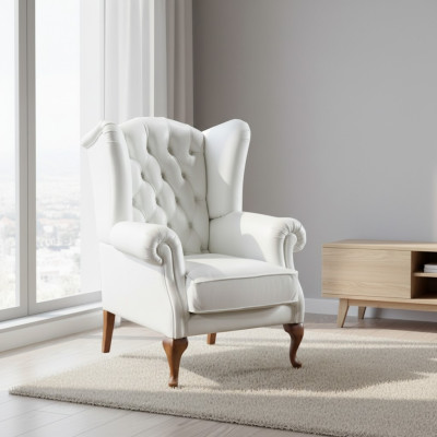 Chesterfield fauteuil aile fauteuil revêtement de canapé TV de bureau en cuir véritable CL-F3