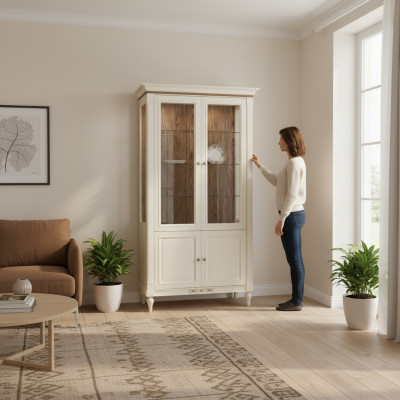 Vitrine classique Commode Vitrine Armoire Vitrine en verre FL-W2