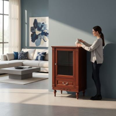 Vitrine classique Commode Buffet Armoire Vitrine FL-WM