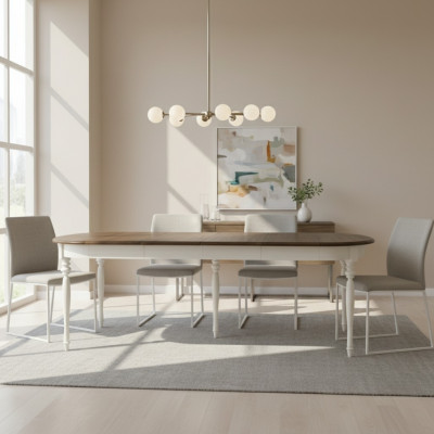 Grande table table à manger table en bois table de conférence extensible 290cm modèle FL-S1