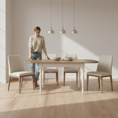 Grande table table à manger table en bois table de conférence extensible modèle FL-S2 de 190 cm