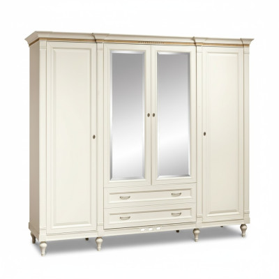 Armoire de rangement classique Armoire en bois massif de style campagnard Grande armoire avec miroir FL-D4