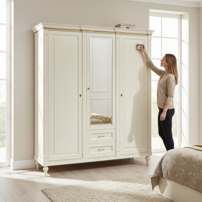 Garantie r Armoire Armoire Solide Maison de Campagne Grand Armoire à Miroir FL-D3