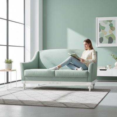 Canapé 2 places Chippendale en tissu pour maison de campagne avec ensemble designer en bois FL-2Siz