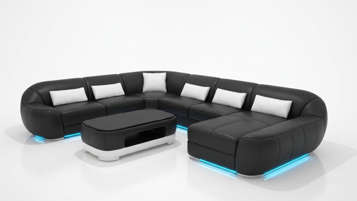 Canapé en cuir Canapé Paysage vivant Canapé d'angle Suite d'angle Design Canapé moderne G8022