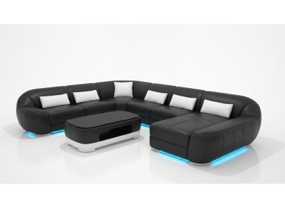 Canapé en cuir Canapé Paysage vivant Canapé d'angle Suite d'angle Design Canapé moderne G8022